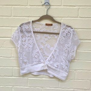 Forever 21 Kids Floral Lace Mini Button Crop Vest